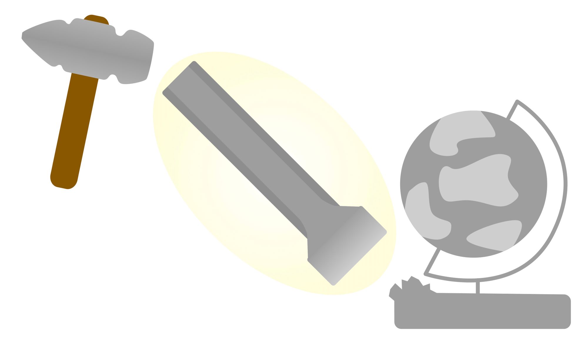 Image of a hammer and chisel being used to create a globe from stone.